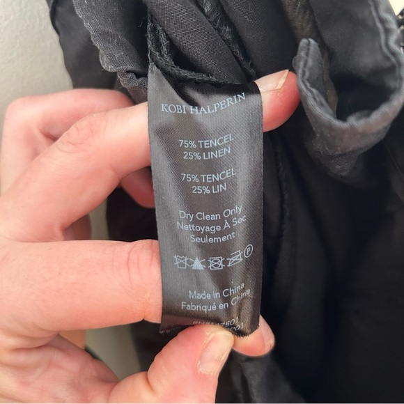 Kobi Halperin Black Linen Blend Elastic Waist Pull On Casual Pants Size Small - Picture 7 of 8